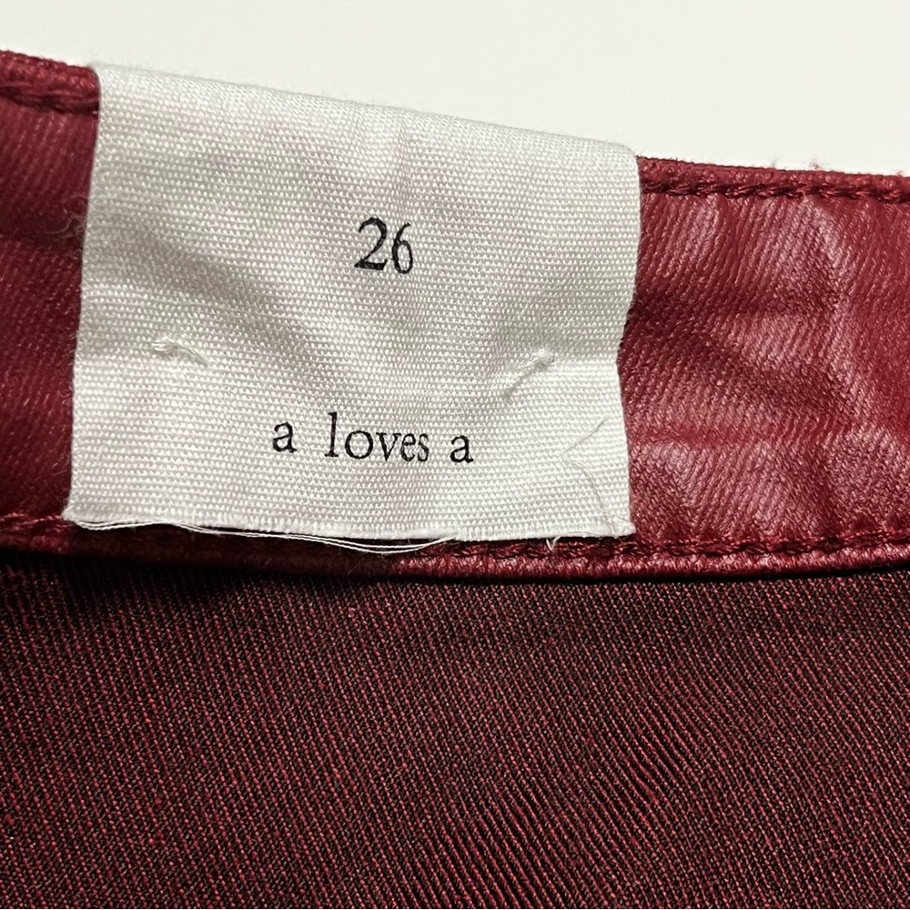 A loves A Womens Size 26 Red Merlot High Rise Ankle Skinny Coated Denim Pant NEW - Picture 3 of 11